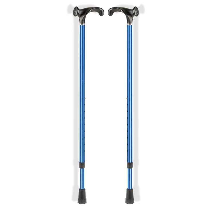 Ossenberg Crutch Handle Adjustable Blue Aluminium Walking Sticks (Pair)